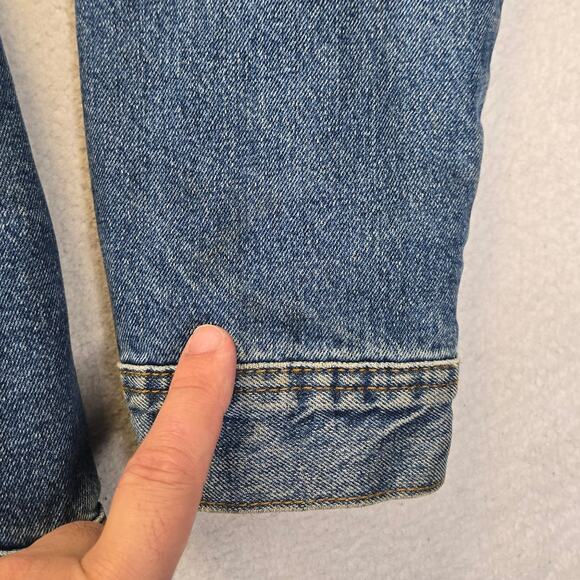 Zara Denim Sherpa Jacket Mens L Blue Fleece Lined Trucker Jean Jacket Coat - Picture 14 of 14